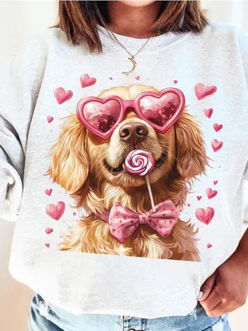 Valentine Dog Lovers png, Golden with heart-shaped glasses, Valentine png, Preppy valentine png, Watercolor Dog Coquette png, Dog Mom png $4.18
