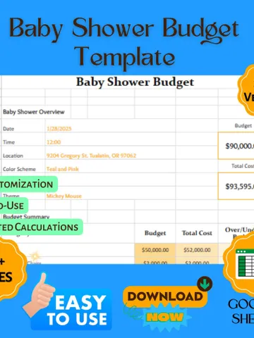 Baby Shower Budget Template, Editable Google Sheets Digital Download, Party Planning Cost Tracker, Event Budget Planner $8.26