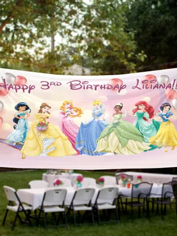 Princesses Birthday Banner Personalized Party Backdrop Decoration ikban56 $52.99