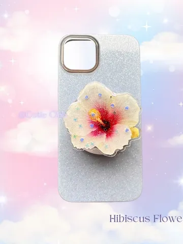 White Hibiscus Flower Phone Grip, Elegant Floral Phone Grip, Phone Accessory, Flower Popsocket