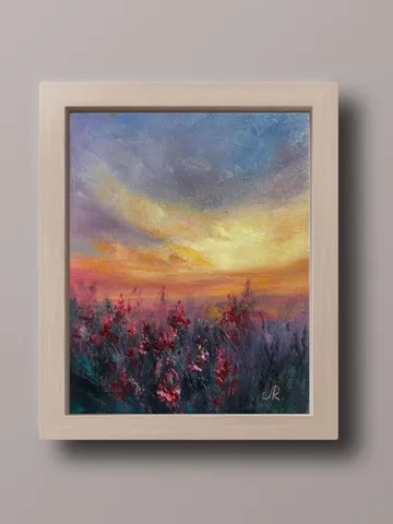 Sunset Oil Painting Rustic Wall Art Field Original Painting $68.58