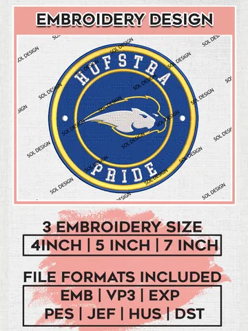 NCAA Hofstra Pride Round Logo Embroidery, NCAA Hofstra Pride Logo Embroidery files, NCAA Teams, Machine embroidery designs, Digital Download