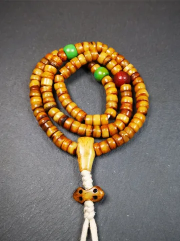 Gandhanra Old Tibetan 108 Yak Bone Mala,Prayer Beads Necklace,Rosary Beads for Meditation,Diameter 0.35", Circumference 22" $159.99