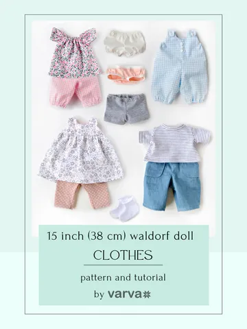 DIY clothes for Waldorf doll 15 inch (38 cm) tall. PDF sewing patterns and tutorial.