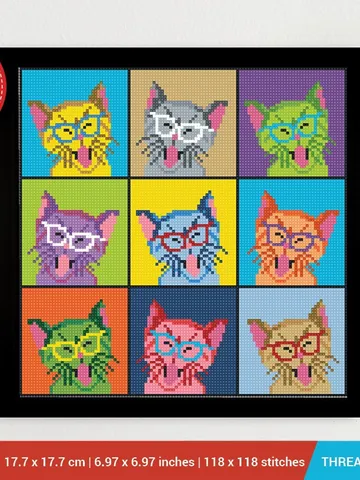 Cat Andy Warhol Cross stitch pattern | Embroidery Pattern | Instant Download | Embroidery Designs $5.94