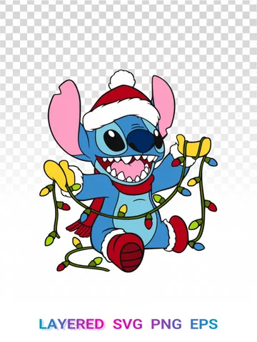 Stitch Christmas Lights SVG, Disney Tangled Santa PNG $1.99