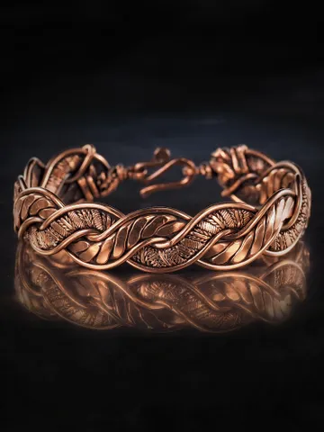 Woven copper wire bracelet Antique style handcrafted copper jewelry Unique gift