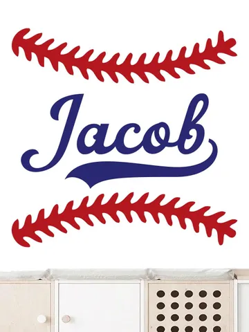 Baseball Stitches Personalized Name Wall Decal - Custom Sport Sticker for Boys Room, Baseball Lover Gift, DIY Bedroom Decor, Team Fan Art $26.40