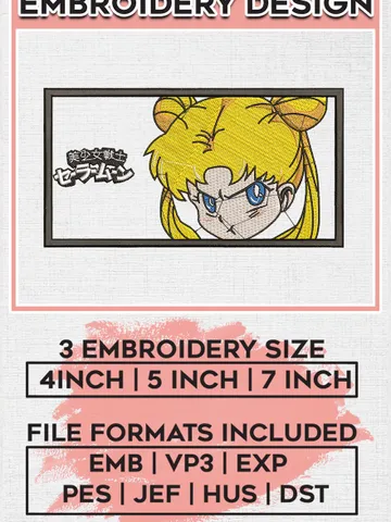 Tsukino Usagi Embroidery Designs, Tsukino Usagi Embroidery Files, Sailor Moon Machine Embroidery Pattern, Digital Download EMB_ANIME_278 $6.99