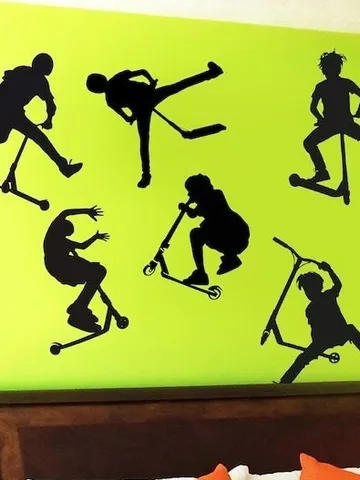 8 Stunt Scooter Stickers - Scooter Wall Decal, Scooter Sticker, Bicycle Wall Decal, Boys Wall Decal, Gift for Him, Kids Room Decor ga251 $28.99