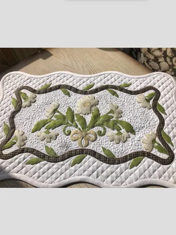 Quilted Table topper with Floral Appliqué – Handmade Elegance