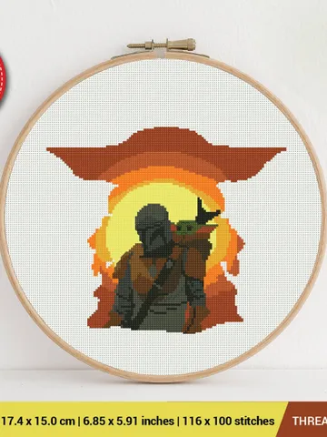 Yoda silhouette Cross stitch pattern | Embroidery Pattern | Instant Download | Embroidery Designs $6.80