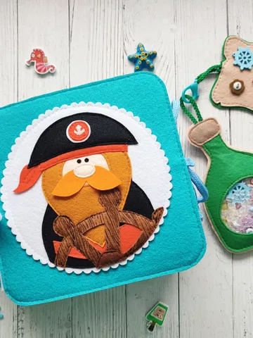 Pirate Quiet book pattern PDF & Tutorial pages, Felt book pattern svg, Quiet book ideas, Sensory toys, Pdf felt sewing pattern for toddler