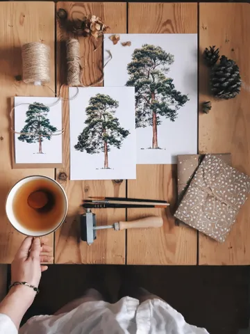 Watercolor poster "PINE TREE" $21.00