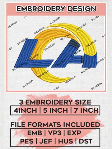 NFL Los Angeles Rams Machine Embroidery Designs, NFL Rams, NFL Embroidery Designs, NFL Los Angeles Rams Machine Embroidery Design, Digital Download