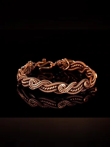 Wire wrapped bracelet, Unique 7th 22nd Anniversary gift idea, Art Nouveau antique style, One of kind braided statement bangle, Handmade oxidized pure copper jewelry, Pain relief, EMF protection $52.00