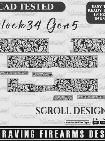 Glock34 Gen5 Scroll Design Svg,lasercut,laserengraving,fiberlaser,engravingfiles,laserpattern,engravingdesign,engravingpattern $59.99