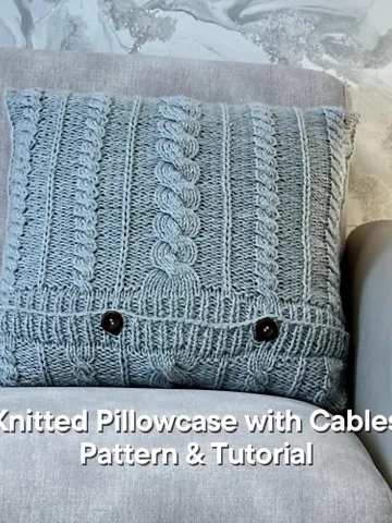 Knitting pattern, pillow cover with cables, knit flat handmade design, envelope or button opening, Eng, 3 Cables Cushion Cover $3.05