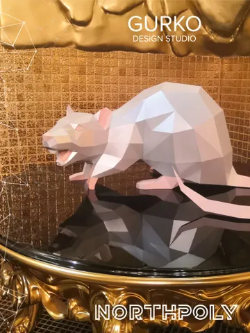 Angry Rat Papercraft, Mouse, Digital Template, PDF Download, Gurko, 3D Low Poly, Pepakura, Origami Sculpture, Paper Party Decor, DIY Gift $14.00