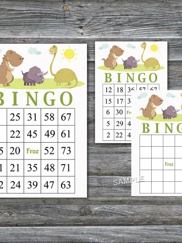 Dinosaur bingo cards,Dino bingo game,Dinosaur Printable bingo cards,60 Bingo Cards,INSTANT DOWNLOAD--372 $3.95