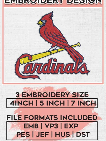 MLB St Louis Cardinals Team Wordmark Logo Embroidery Design, MLB St Louis Cardinals Embroidery files, Baseball Team, Cardinals Design, Digital Download $6.99