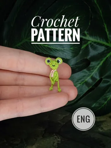 English PDF crochet pattern frog. Crochet miniature pattern. Little frog toy pattern. DIY cute toy. Pattern amigurumi. Micro crochet toy