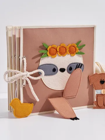 Quiet book baby Sloth, felt activity book for toddlers, Montessori busy book, soft sensory book, baptism baby gift, interactive soft book $95.00