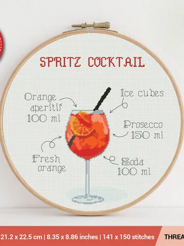Cocktail Spritz Cross stitch pattern | Embroidery Pattern | Instant Download | Embroidery Designs $5.94