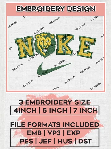 Nike SE Louisiana Lions Machine Embroidery Design, NCAA SE Louisiana Lions Embroidery Design Design files, NCAA Embroidery Designs, NCAA Machine Embroidery Designs, Digital Download $6.99