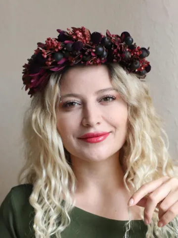 purple dry flower crow,Halloween Sale,Halloween Costume, Halloween flower crown,Gothic hair crown Gothic bridal,burgundy hair accessories $48.00
