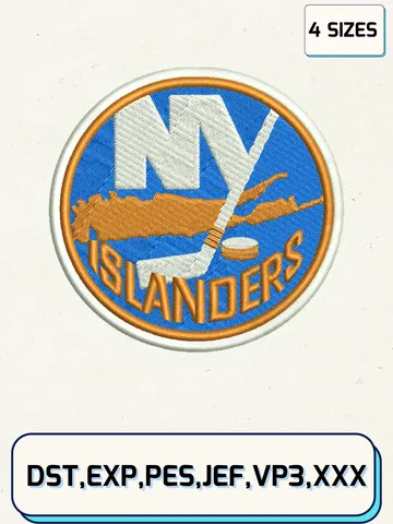 New York Islanders Logos Embroidery Design Files, NHL Logos Embroidery Designs, Machine Embroidery Files, 4 Sizes