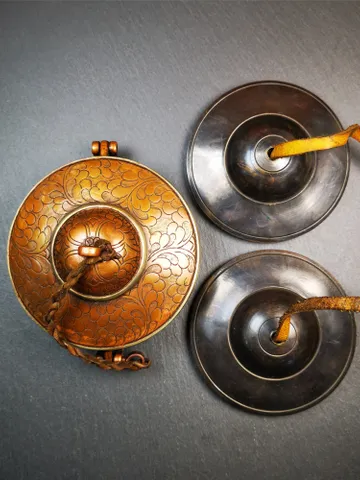Gandhanra 8.5cm Tibetan Cymbals,Black Tingsha Bell,Buddhism Ritual Implement,Handmade in Nepal,Special Dark Color $79.99