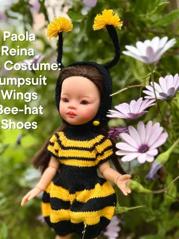 Paola Reina Doll Bee Costume Set: Exclusive Handmade Outfit - Jumpsuit, Wingsm Bee- hat, Shoes $68.54