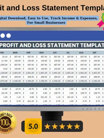 Profit and Loss Statement Template, Editable Google Sheets , Digital Download, Easy to Use, Track Income Expenses, For Small Businesses $5.46
