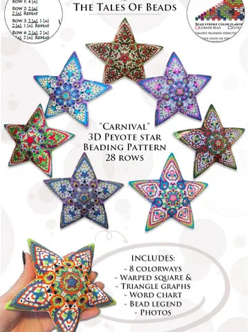 8-in-1 Peyote Star Pattern – Carnival $7.60