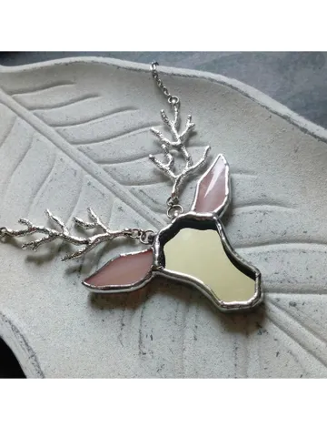 Deer antler jewelry, Deer head necklace, Noel, Yule jewelry. Christmas deer, stag head pendant $42.00