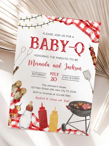 BBQ Baby Shower Invitation, Baby-q Baby Shower Invite, Backyard Baby Shower, BBQ Party Baby Sprinkle Invitation, Editable Canva Template BBQ $7.00