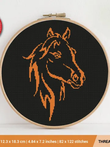 Horse silhouette Cross stitch pattern | Embroidery Pattern | Instant Download | Embroidery Designs $4.74