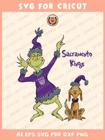 NBA Sacramento Kings x Grinch Svg Files, Grinch Svg Designs, NBA Sacramento Kings Team SVG for cricut, Basketball Team Svg Files for Cricut, Png, Dxf, Digital Download