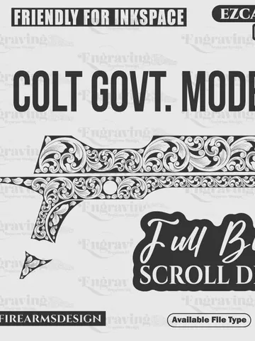 Colt Govt. Model Scroll,lasercut,laserengraving,fiberlaser,svgdesign,skull,engravingfiles,laserpattern,engravingdesign,engravingpattern $59.99