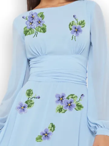 Violets blue cross-stitch set patterns machine embroidery designs digital embroidery pattern clothing décor embroidery motif flower $11.55