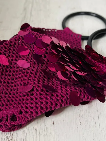 Purple farmer cotton bag with sequins, eco friendly bag, avoska net bag, market vegan bag, tote beach, macrame yoga tote, pound