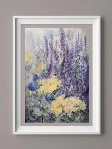 Wildflowers Original Painting Floral Watercolor Meadow Painting Field Wall Art $131.45