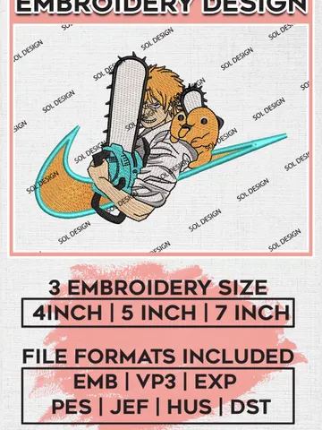 Chainsaw Man Embroidery Design,Chainsaw man, Denji, Pochita Anime Embroidery Files, Machine Embroidery Digital Download EMB_ANIME_166 $6.99