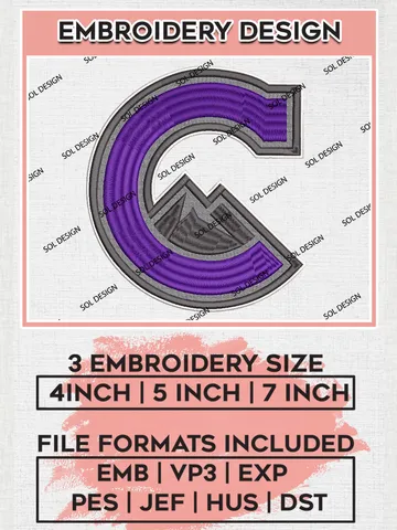 Colorado Rockies MLB C Word Logo Embroidery Files, MLB Colorado Rockies Team Embroidery, MLB Teams, 3 sizes, MLB Machine embroidery designs, Digital Download $6.99