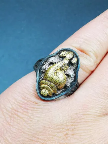 Gandhanra Unique Handcrafted Tibetan Buddhist Shankha Conch Ring,Made of Pure Gold Filled and Silver Filled,Protection Jewelry,Adjustable