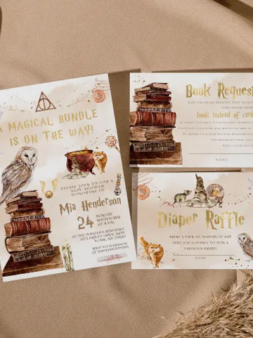 DIY Wizarding World Baby Shower Set; Magic School Baby Shower Template; School of Wizard Baby Shower invitation template; wp66 $22.95