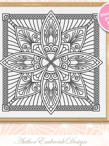 Square mandala blackwork pattern PDF download Mandala ornament hand embroidery PDF, Backstitch chart for embroidery pillow, Mandala art #W44 $4.60