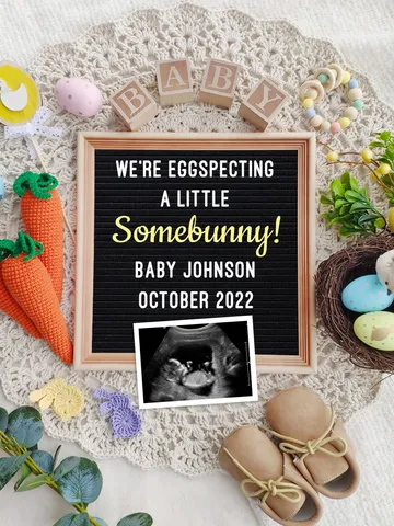 Easter Pregnancy Announcement Digital, Bunny Baby Announcement for Social Media, Editable Template $7.00