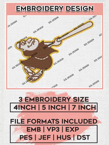 MLB San Diego Padres Funny Mascot Embroidery Files, MLB San Diego Padres Team Embroidery Designs, MLB Teams, 3 sizes, MLB Machine embroidery designs, Digital Download